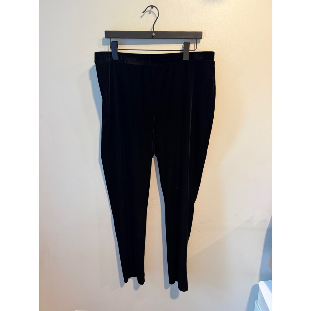 Chico's Womens Black Velvet Leggings Stretch Pull On Pants Size 3 XL